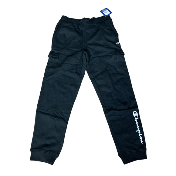 Champion Black Fleece Cargo Joggers Sweat Pants Pockets Logo Size XL